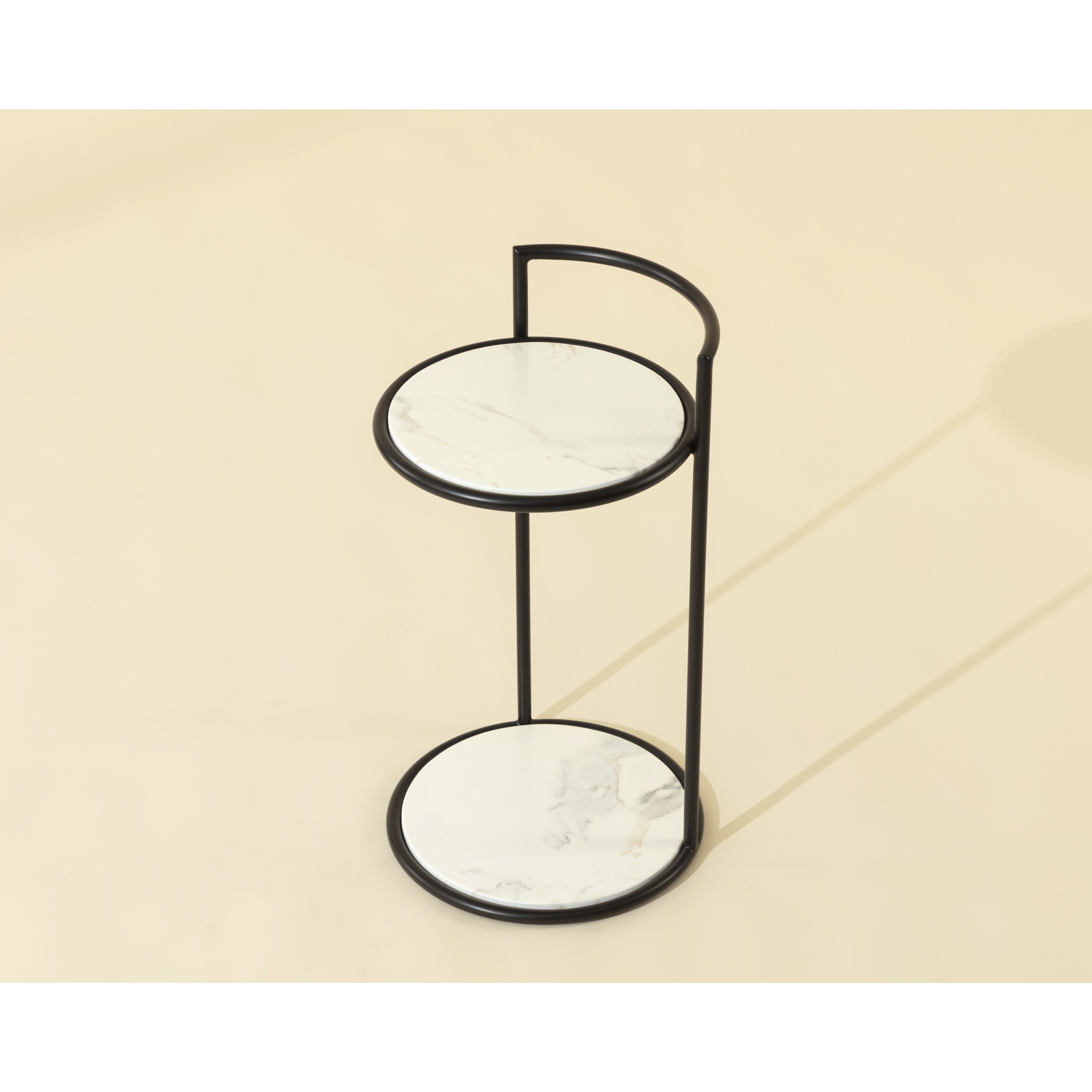 Parga 25 X 14 inch Black / Marble Look Outdoor End Table